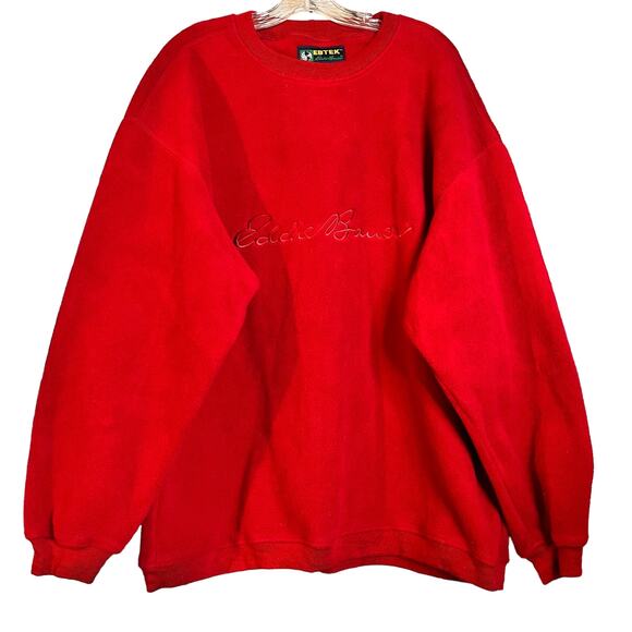 Vintage EBTEK Eddie Bauer Polartec Men's Red Fleece Crewneck Sweatshirt - Picture 1 of 10